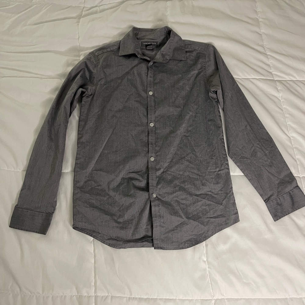 VAN HEUSEN Boys Gray Button Up Shirt